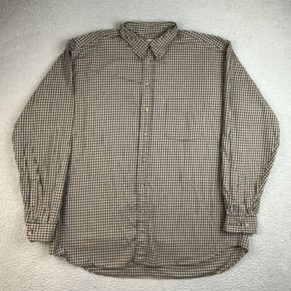Eddie Bauer AKA Button Down Shirt Mens 2XL Checkered Long‎ Sleeve Cotton Leisure